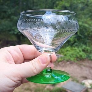 Set of 4 Vintage Tiffin Uranium Stemware Glasses